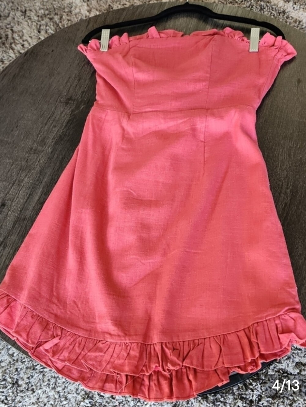 Selfie Leslie Strapless Ruffle Hem Mini Dress In Rose Size Small NWT
